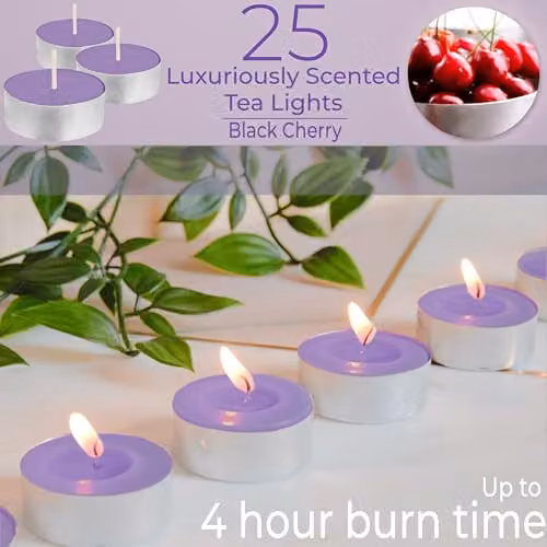 Deco Express Black Cherry Scented Tealight Candles, Purple – 2