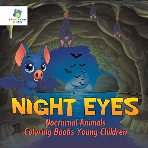 Educando Kids Night Eyes Nocturnal Animals Colouring Book for Young Children, Multicolour, W: 21.59 cm, H: 21.59 cm