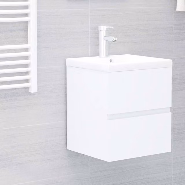 Berkfield Home Modern White Bathroom Sink Cabinet with Ceramic Basin