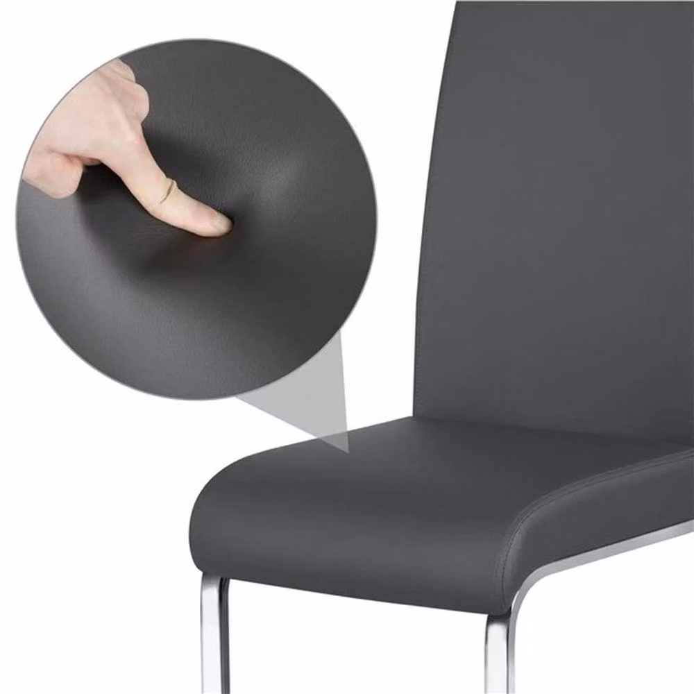 EONLION Set of 2 Dark Grey Synthetic Leather Padded Dining Chairs – 3