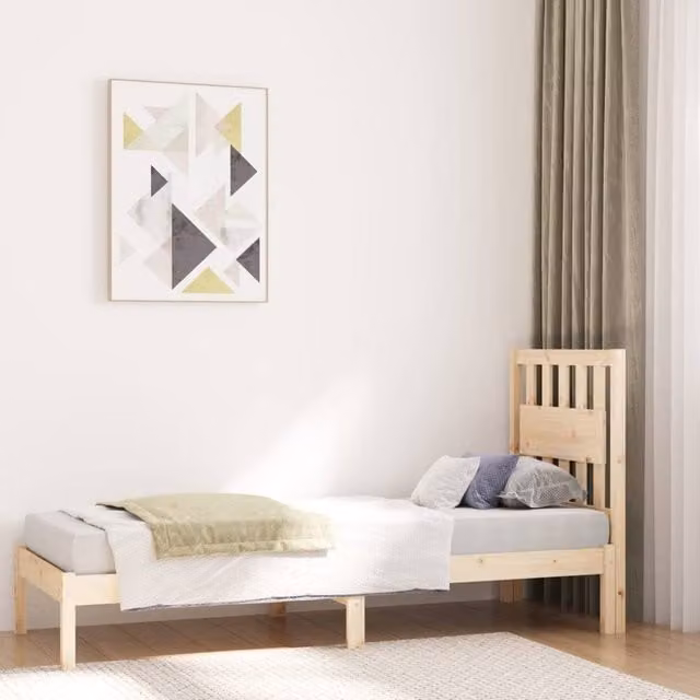 Berkfield Home Small Single Solid Wood Pine Bed Frame in Brown, W: 75 cm, L: 190 cm