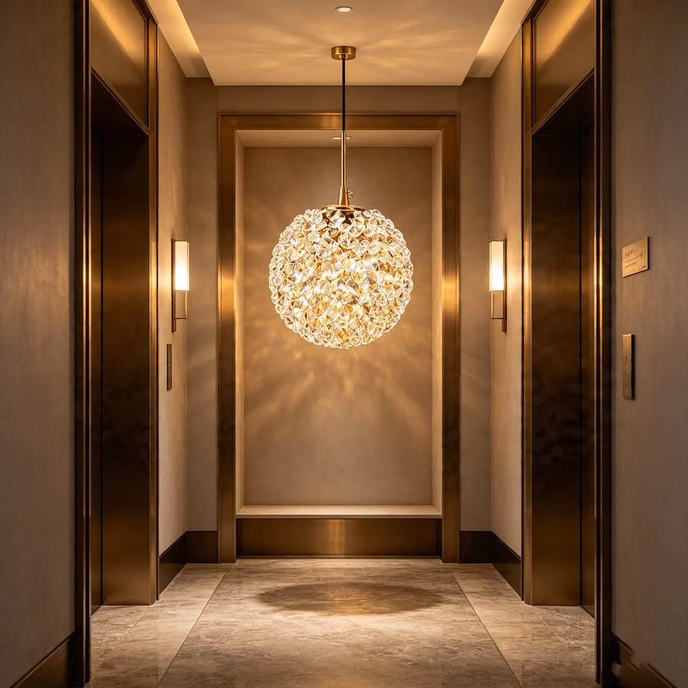 INMTFEI Gold and Black K9 Crystal Glass Sphere Pendant Light with G9 Fixture – 3