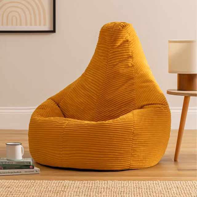 ICON Dalton Medium Corduroy Recliner Bean Bag in Yellow