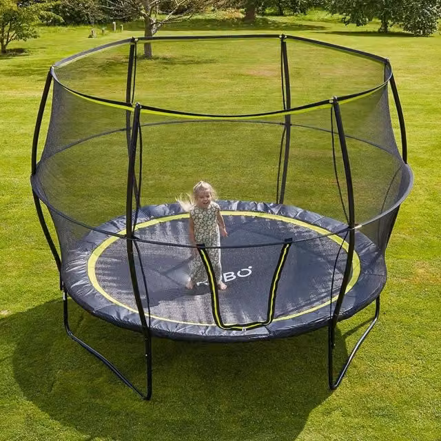 Rebo Base Jump Garden Trampoline with Halo II Enclosure, Black, 14ft