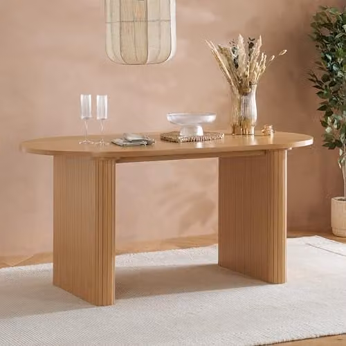 Birlea Axel Oval Fluted Dining Table in Oak and Brown – 2
