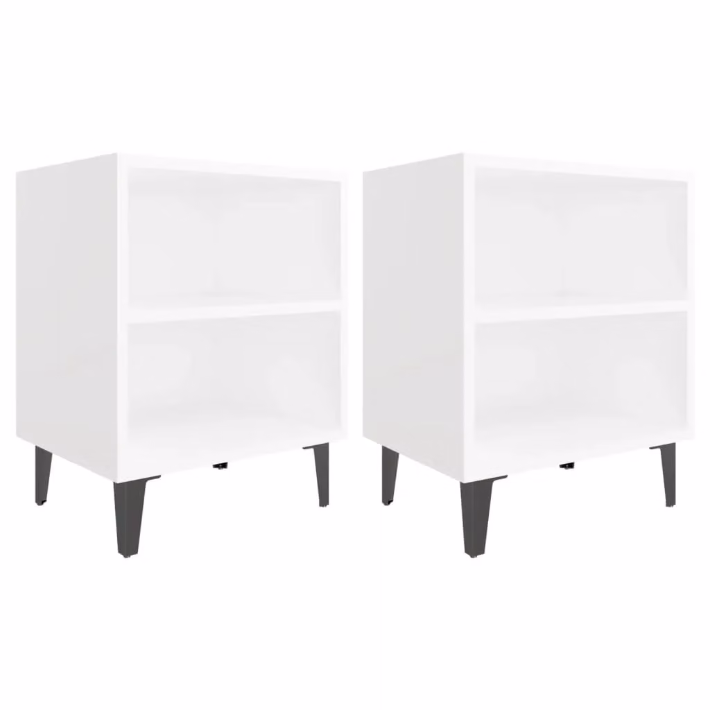 Berkfield Home Bed Cabinets with Metal Legs, 2 Piece Set, White, W: 40 cm, D: 30 cm, H: 50 cm – 2