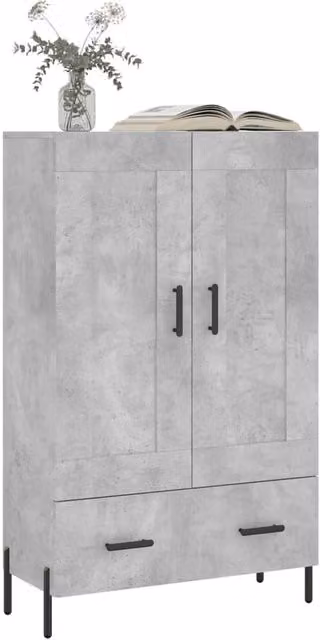 Berkfield Home Industrial Highboard in Concrete Grey, W/D/H: 69.5 x 31 x 115 cm – 1