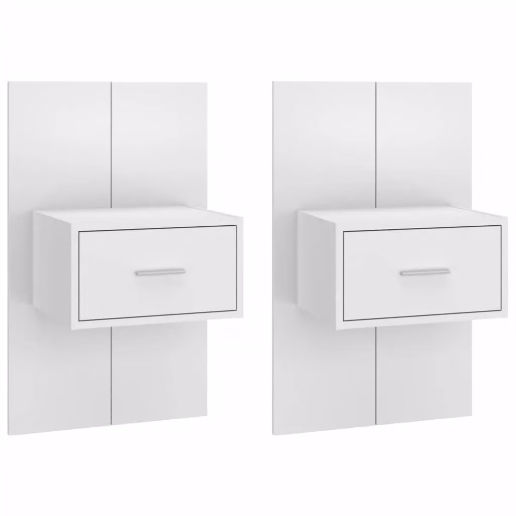Berkfield Home Set of 2 Wall-mounted Bedside Cabinets in White – 2