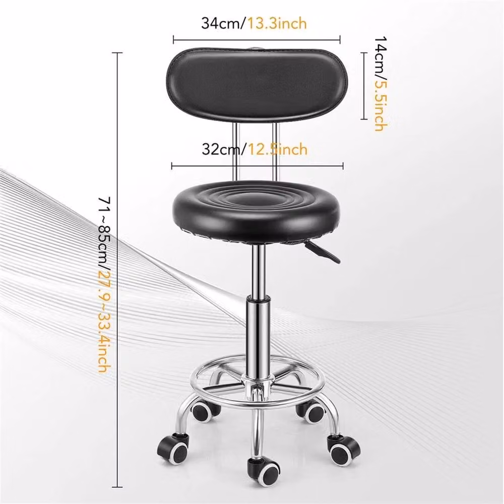Nordara Black PU Leather Swivel Drafting Chair with Backrest and Foot Ring for Home or Office, Height: 100 cm, W/D/H: 15 x 15 x 100 cm – 2