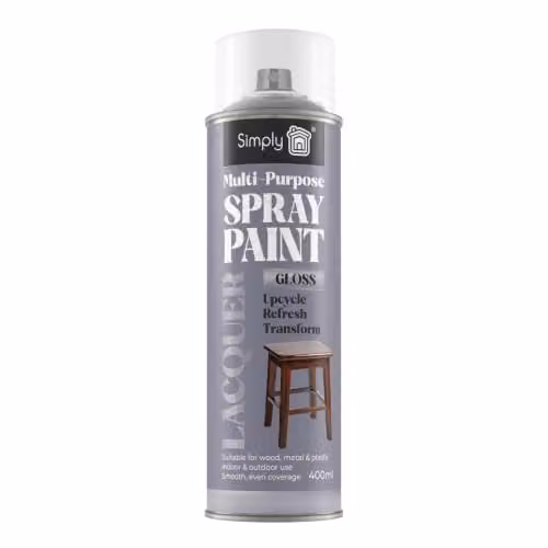 Simply Auto Multipurpose Clear Lacquer Spray Paint 400ml - Glossy Transparent Weatherproof Protective Aerosol Topcoat for Wood, Metal and Plastic