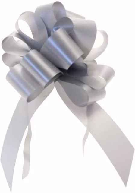 Kingsbury Gifts Single Pull Bow Ribbon, Silver, Width: 3.1 cm