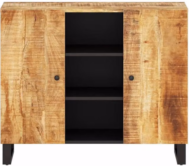 Berkfield Home Industrial Mango Wood Sideboard with 2 Doors, Brown, W/D/H: 90 x 33 x 75 cm