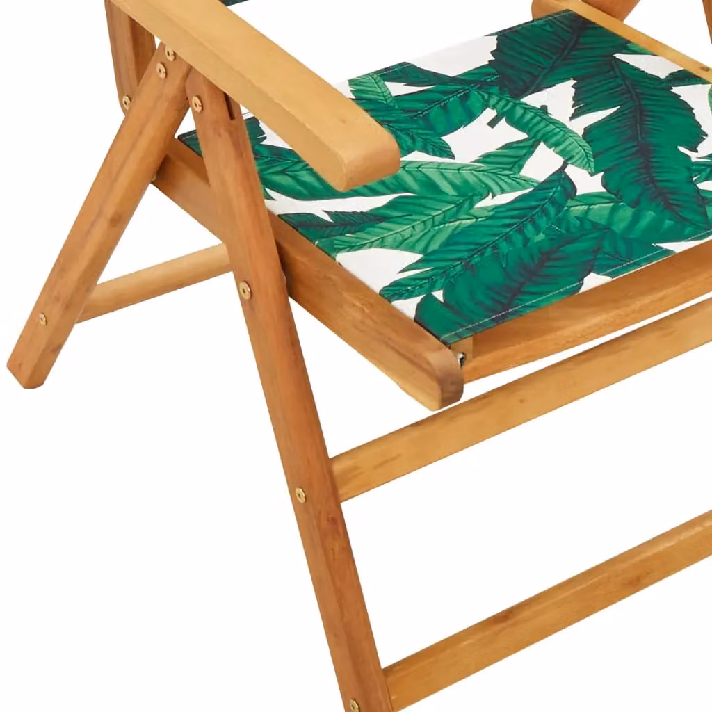 Berkfield Home Set of 6 Reclining Garden Chairs in Green Fabric and Acacia Wood – 4