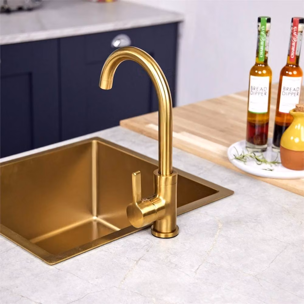 Nordara Gold Single Lever Kitchen Sink Mixer Tap with Swivel Swan Neck – 3