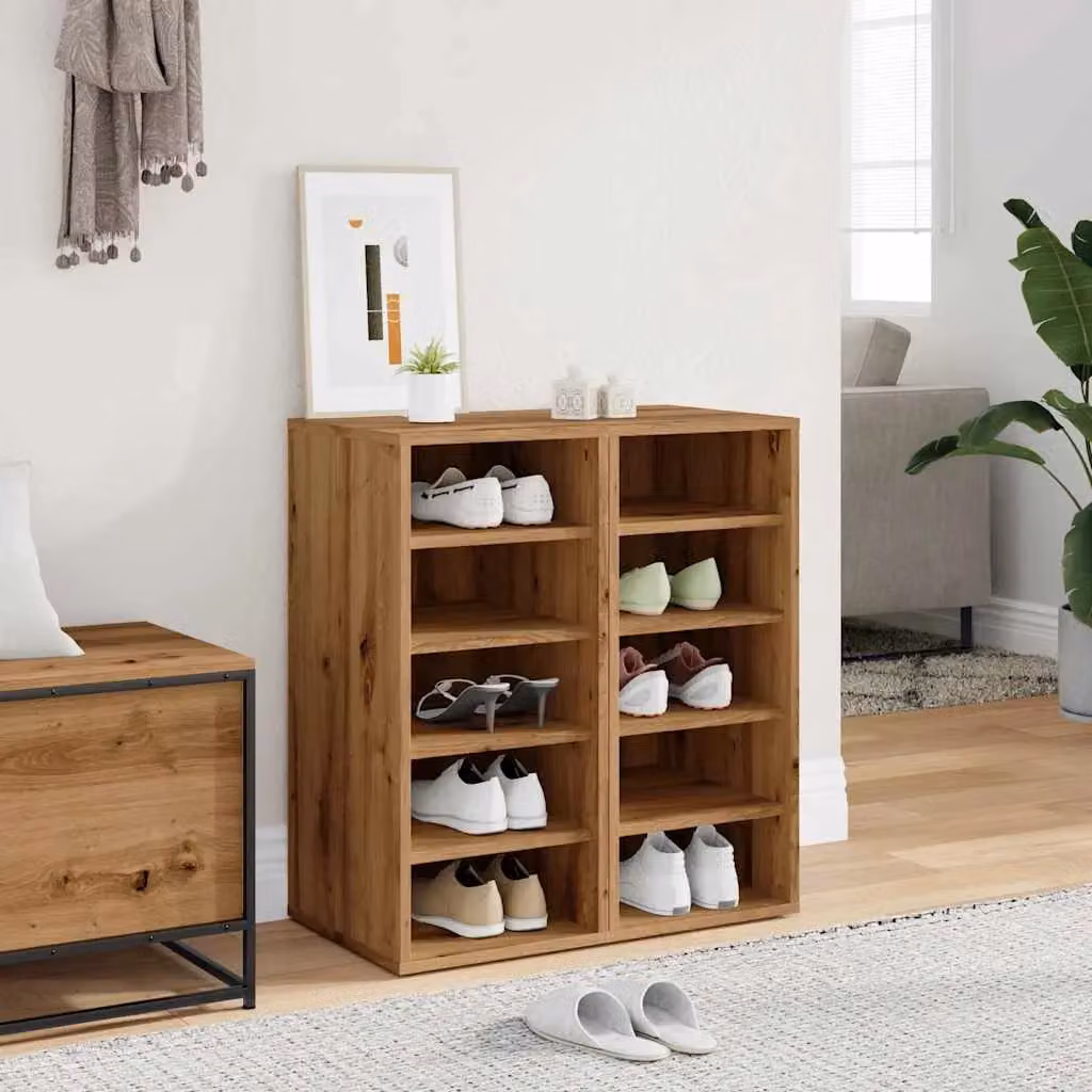 Berkfield Home Artisan Oak Shoe Cabinets, 2 Piece Set in Brown, W/D/H: 32 x 35 x 70 cm – 3