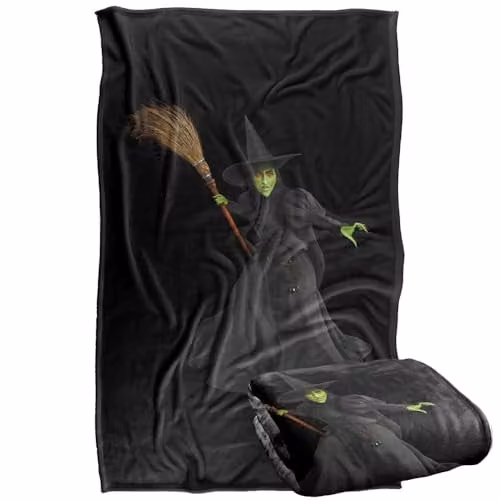 Warner Bros. The Wizard of Oz Witch Silky Touch Super Soft Fleece Throw Blanket, Multicolour, W: 91.44 cm x L: 147 cm – 1