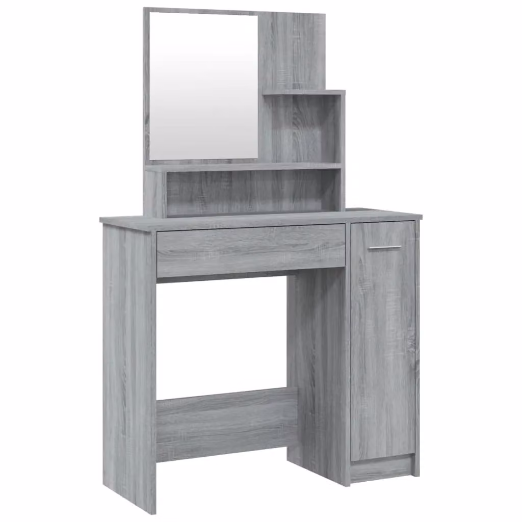 Berkfield Home Dressing Table with Mirror in Grey Sonoma, W: 86.5 cm, D: 35 cm, H: 136 cm – 2