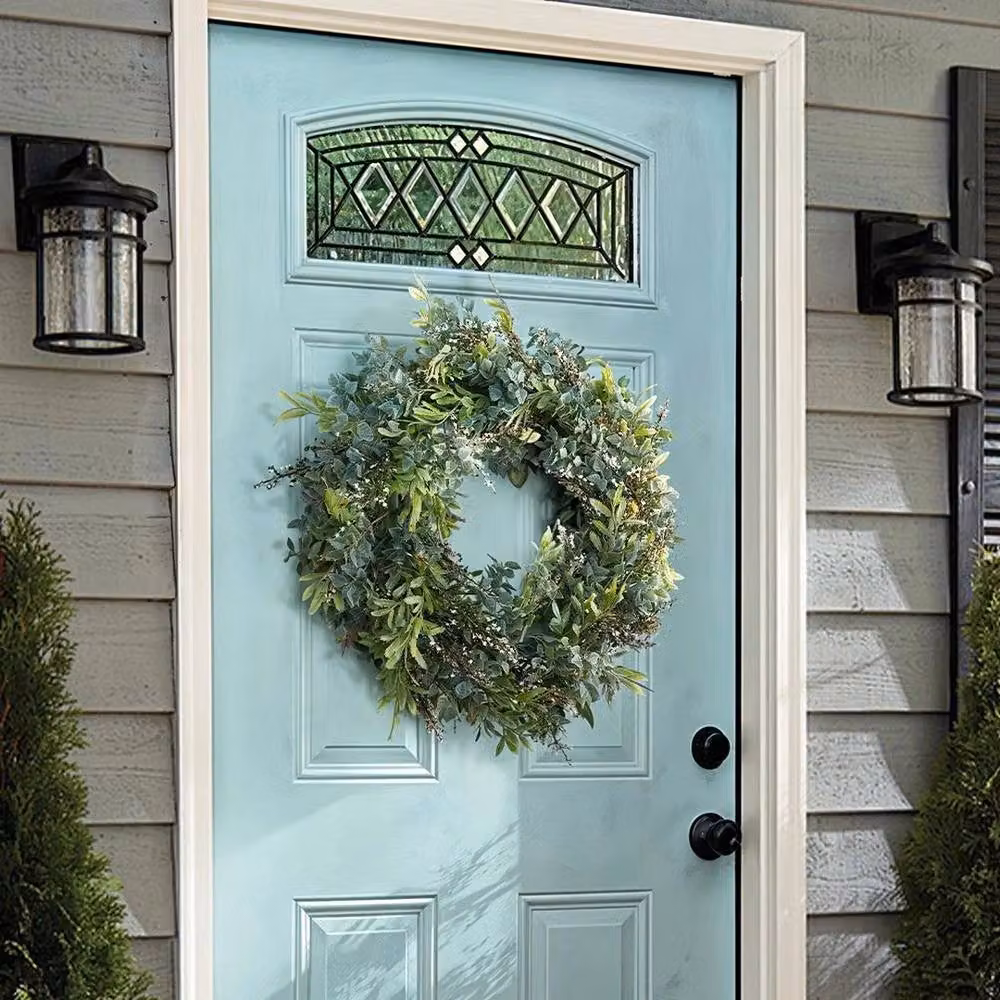 Kelvenix Green Artificial Spring and Summer Floral Wall Wreath – 4