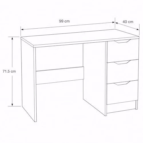FWStyle Luno Sage Green 3 Drawer Dressing Table, W/D/H: 99 x 40 x 72 cm – 2