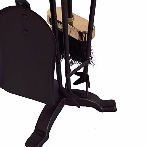 Fire Vida 5 Piece Buxton Fireplace Companion Set in Black and Gold – 7