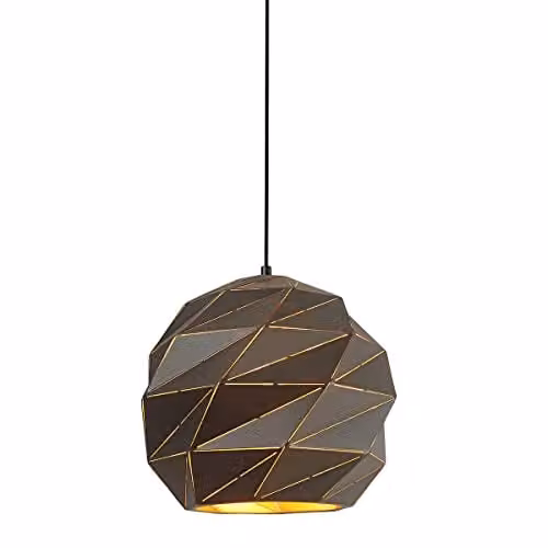 Netlighting Palermo Modern 1 Light Dome Pendant Ceiling Light E27 in Black or Gold/Brass