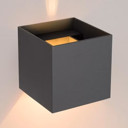 Lucide XIO Grey Aluminium Cube Wall Light with Dimmable LED and Adjustable Up and Down Beam Angle – 3