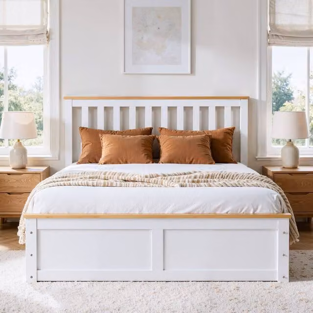 Comfy Living Ltd Small Double Wooden Ottoman Gas Lift Storage Bedframe in White, W/D/H: 120 x 200 cm