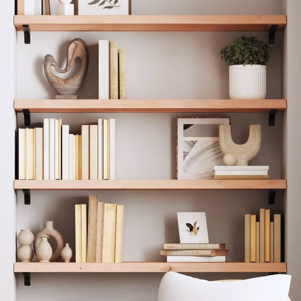 Berkfield Home Wall Shelf in Natural Untreated Solid Oak, W: 80 cm, D: 30 cm, H: 2-4 cm – 2