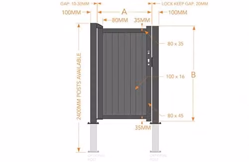 Buttercup Farm Black Aluminium Pedestrian Swing Gate, W/H: 120 x 200 cm – 2