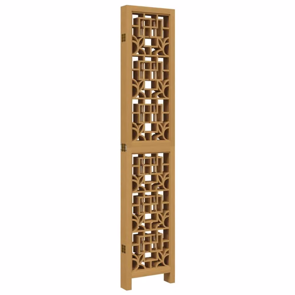 Berkfield Home 6 Panel Brown Solid Wood Paulownia Room Divider – 3