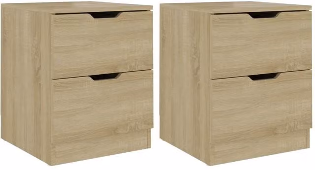 Berkfield Home Set of 2 Sonoma Oak Bedside Cabinets in Brown, W/D/H: 40 x 40 x 50 cm – 1