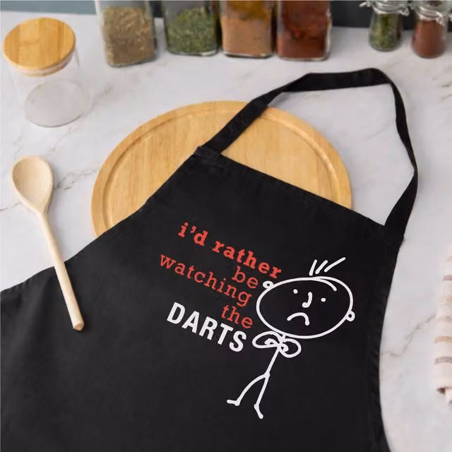 60 Second Makeover Men's I'd Rather Be Watching Darts Black Apron – 1