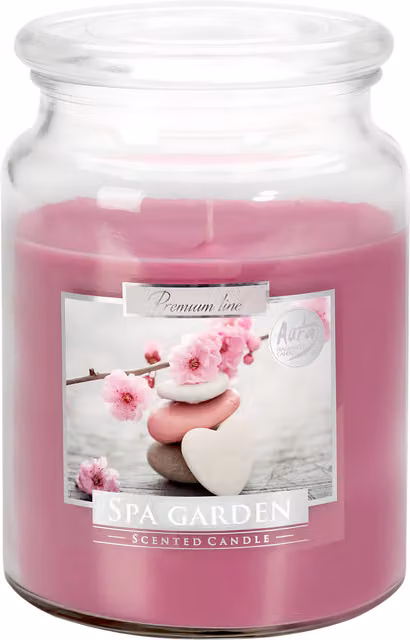 SolaDirect Spa Garden Scented Floral Candle in Pink Glass Jar, 18oz
