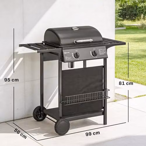 Outsunny Gas Barbecue Grill with Warming Rack, Thermometer and Wheels, Black – 8