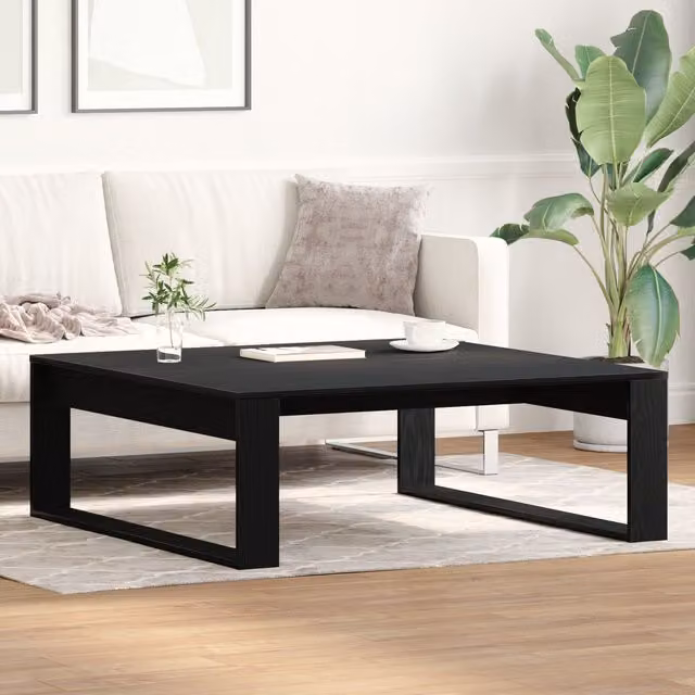 Berkfield Home Black Oak Coffee Table, W/D/H: 100 x 100 x 35 cm