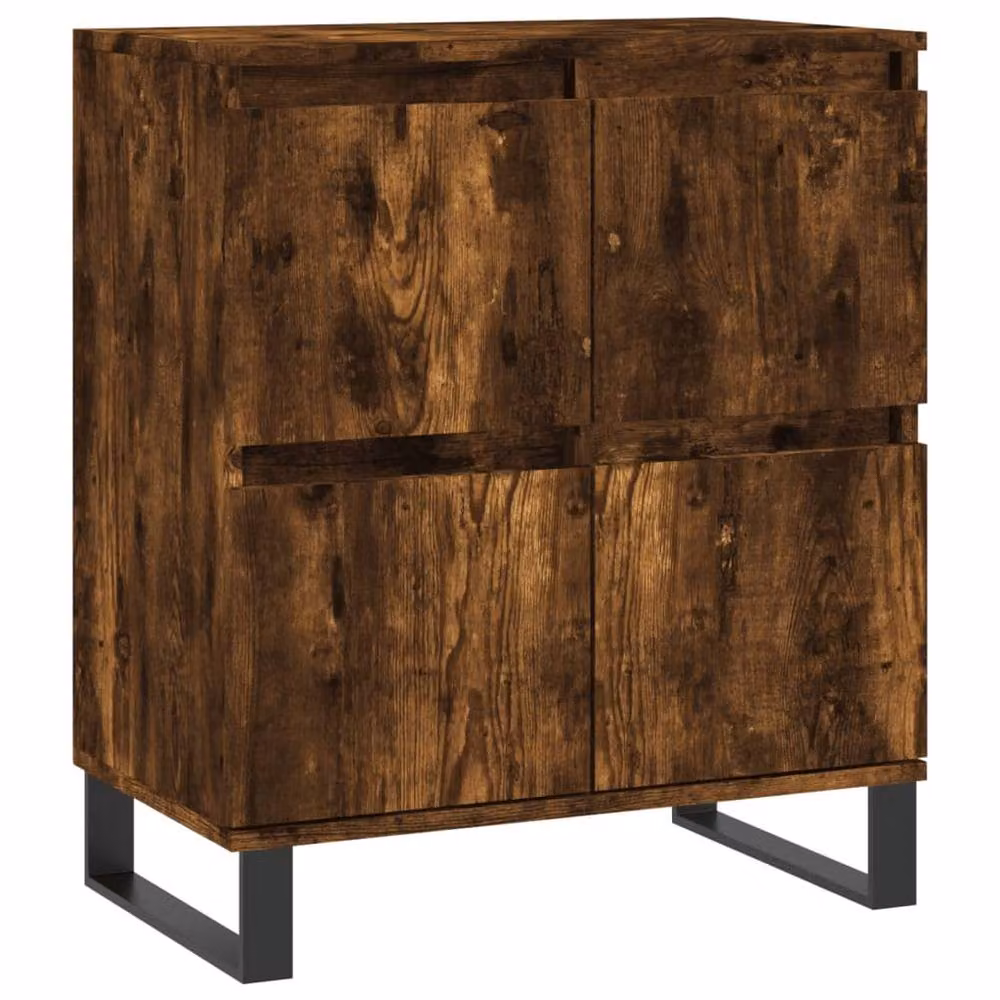 Berkfield Home 3-Piece Smoked Oak Sideboard Set in Brown, Engineered Wood and Metal – 4
