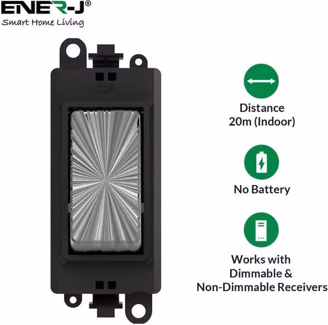 Ener - J Wireless Kinetic Grid Switch in Satin Chrome and Black
