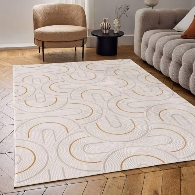 THE RUGS Carmel Modern Gold Arch Design Area Rug, W: 120 cm x L: 170 cm – 1