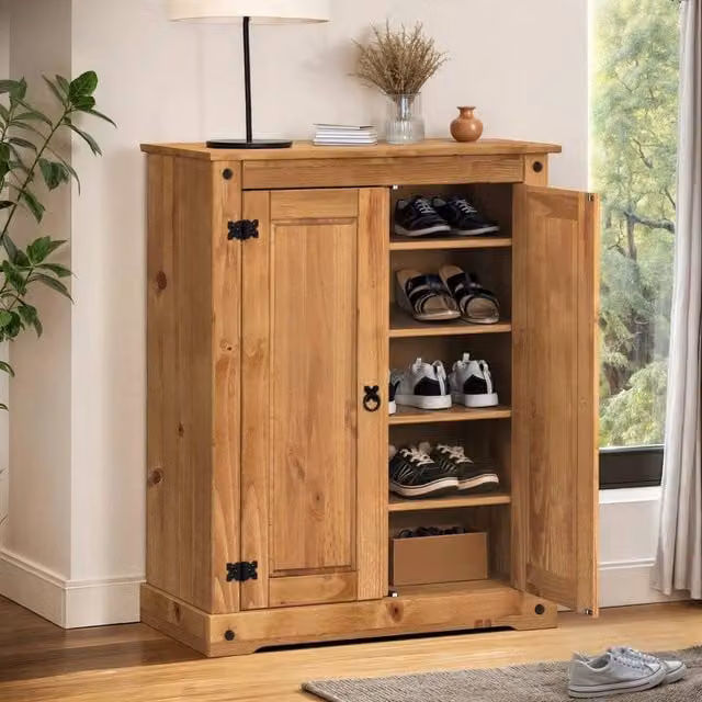 SPETLEK Corona 2 Door Brown Wood Shoe Rack and Storage Cabinet
