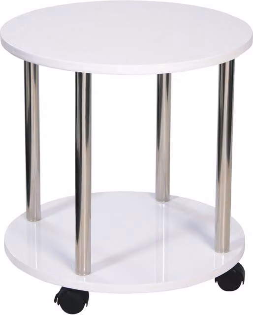 Spot On Dealz Modern Round Small Side Table in White Glossy MDF and Metal