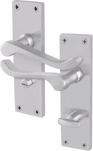 AFIT Satin Chrome Scroll Privacy Bathroom Door Handles, 1 Pair, Silver, W/D/H: 15 x 15 x 15 cm