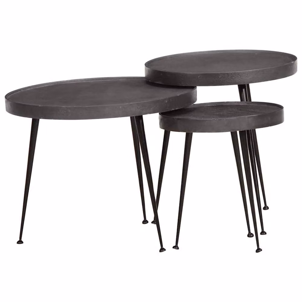 Berkfield Home 3 Piece Black Nested Coffee Table Set in Engineered Wood – 2