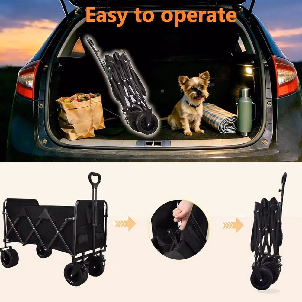 EONLION Folding Camping Cart Garden Trolley in Black – 3