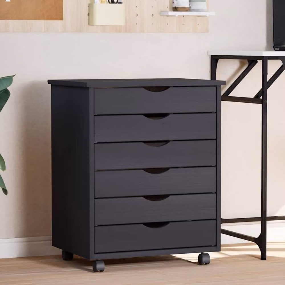 Berkfield Home Rolling Cabinet with Drawers in Moss Grey Solid Pine Wood – 2