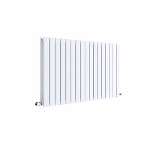 Nuie Sloane Modern Horizontal Double Panel Wall Mount Designer Radiator, White, W/H/D: 99.2 x 60 x 7.2 cm