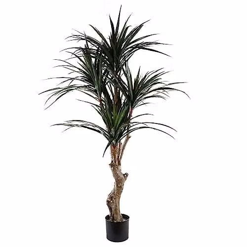 Leaf Design UK Green Artificial UV Resistant Yucca Tree, H 120 cm x W 60 cm x D 60 cm