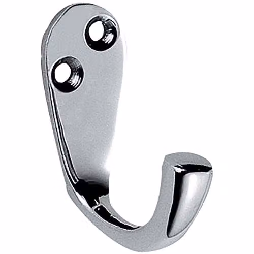 Loops Victorian One Piece Single Bathroom Robe Hook, Polished Chrome, 40mm Projection