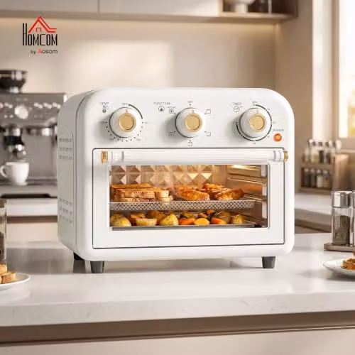 HOMCOM 12 L Convection Air Fryer Oven with Hot Air Function in Cream White – 2