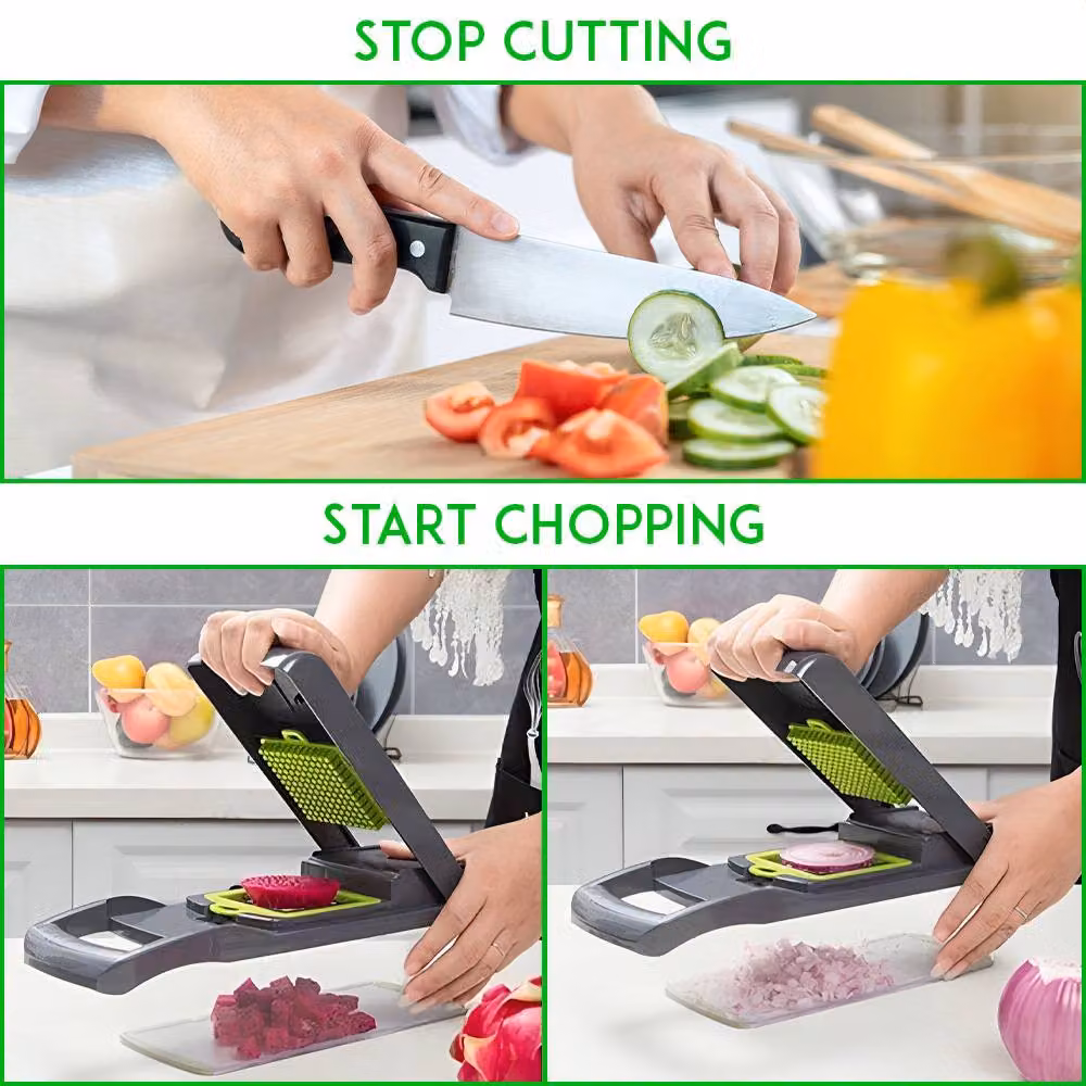Alivio 14-in-1 Multifunction Vegetable Chopper, Slicer and Dicer with Container in Green and Black – 3