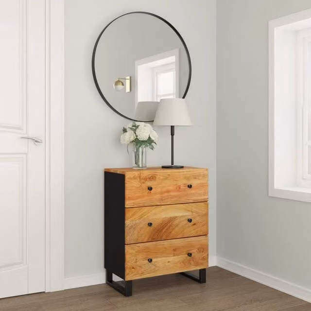 Berkfield Home Acacia Wood Sideboard in Brown, W/D/H: 60 x 33 x 75 cm
